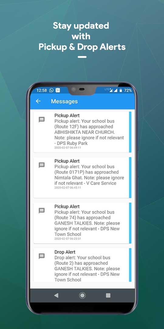 Stay updated with Pickup & Drop Alerts